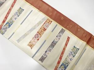 変わり横段に花唐草模様織り出し袋帯